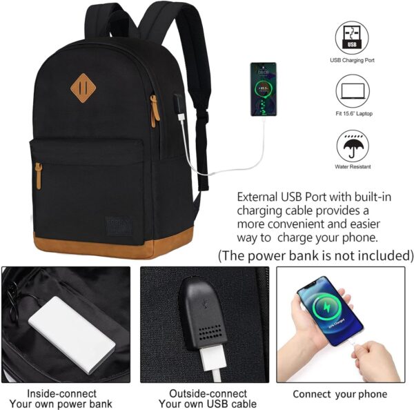 Large Carry-on Travel Laptop Backpack with USB Charging Port - Image 2