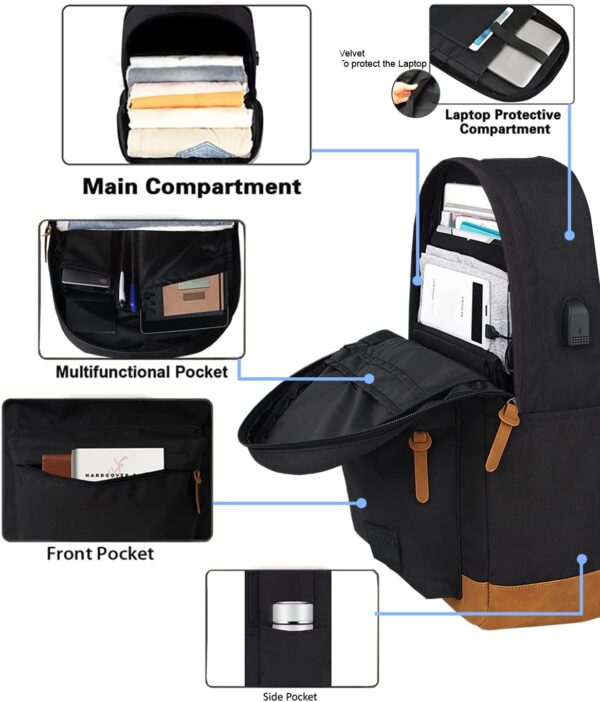 Large Carry-on Travel Laptop Backpack with USB Charging Port - Image 5