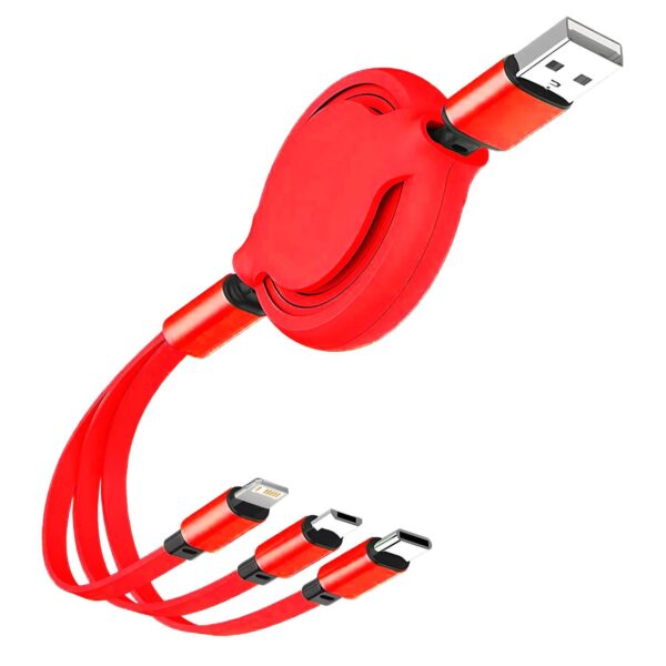 New Retractable 1-to-3 6A super fast charging is suitable for Android TYPE-C Apple braided three-in-one mobile phone data cable - Image 5