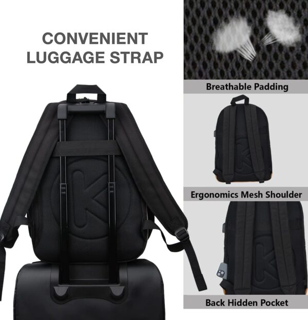 Large Carry-on Travel Laptop Backpack with USB Charging Port - Image 7