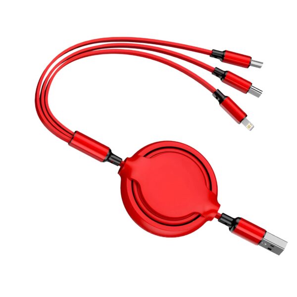 New Retractable 1-to-3 6A super fast charging is suitable for Android TYPE-C Apple braided three-in-one mobile phone data cable - Image 7