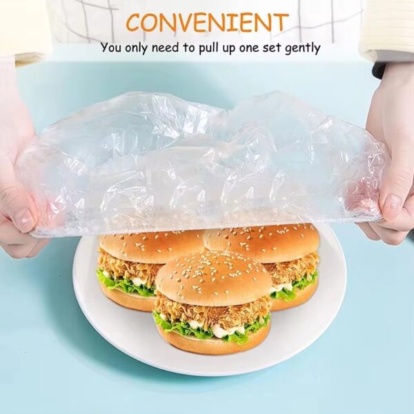 100pcs Disposable Food Cover Plastic Wrap Elastic Lids for Fruit Vegetable Storage Kitchen Preservation Bag - Image 2