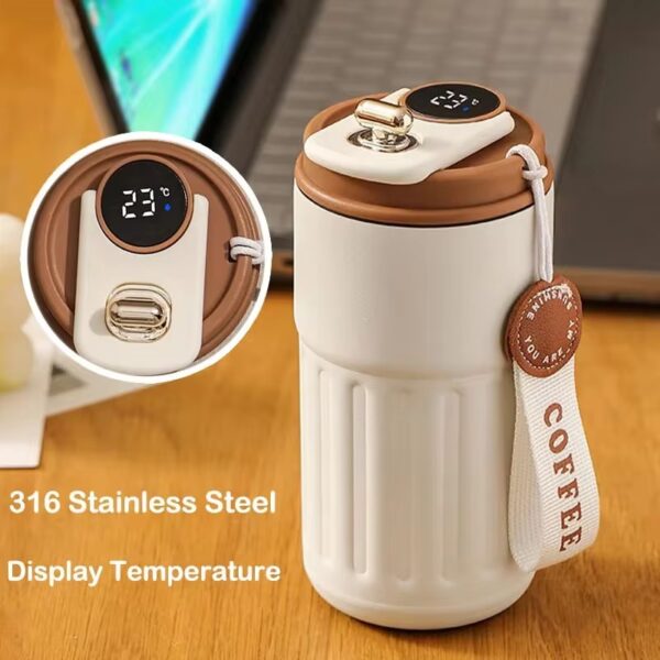 450ml Thermos Bottle Smart Display Temperature Office Coffee Cup