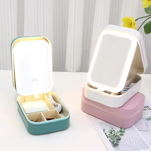 LED Mirror Makeup Storage Box Cosmetics Storage Box Fashion Portable Travel Makeup Bag