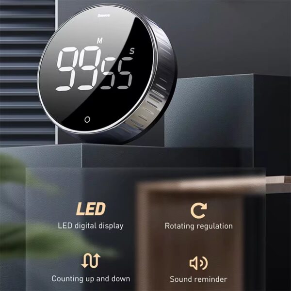 LED Digital Kitchen Timer For Cooking Shower Study Stopwatch Alarm Clock - Image 2