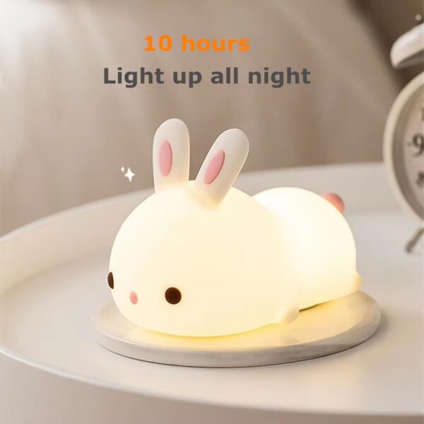 Touch Sensor RGB LED Rabbit Night Light 16 Colors USB Rechargeable Silicone Bunny Lamp - Image 3