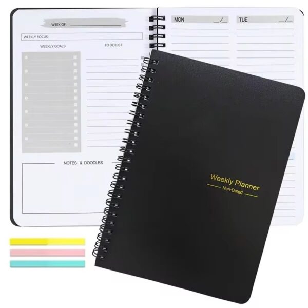 Undated Weekly Planner A5 Weekly Goals Spiral Binding Notebook - Image 2