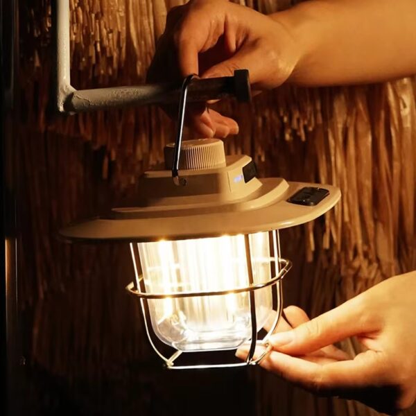 Mini Vintage Metal Hanging Lanterns 2000mAh Portable Camping Lamp - Image 2