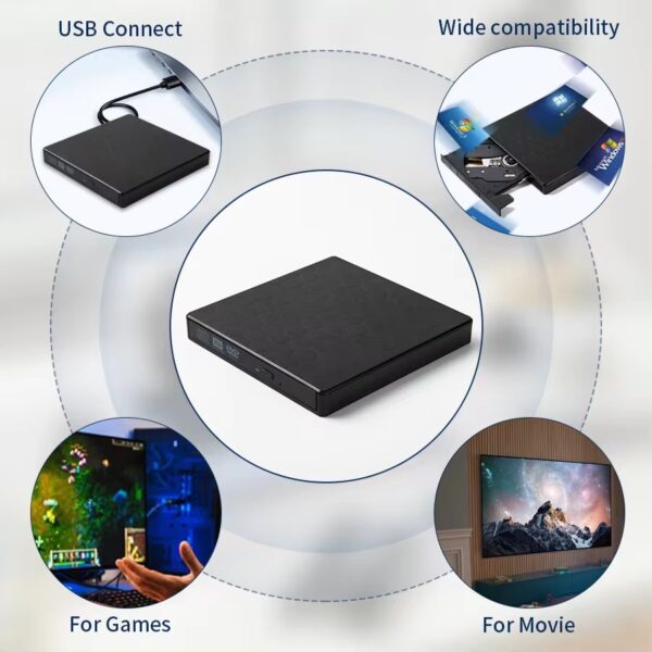 2in1 USB3.0 C Slim External DVD RW CD Writer Drive - Image 4