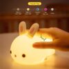 Touch Sensor RGB LED Rabbit Night Light 16 Colors USB Rechargeable Silicone Bunny Lamp