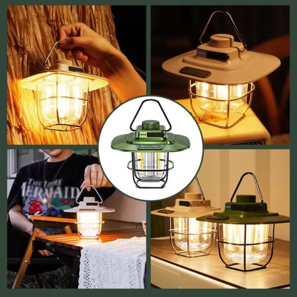 Mini Vintage Metal Hanging Lanterns 2000mAh Portable Camping Lamp - Image 4