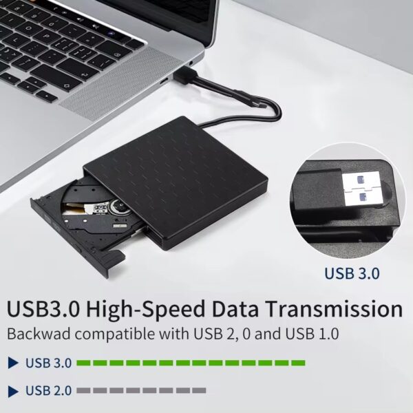 2in1 USB3.0 C Slim External DVD RW CD Writer Drive - Image 5