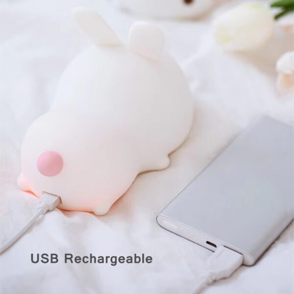 Touch Sensor RGB LED Rabbit Night Light 16 Colors USB Rechargeable Silicone Bunny Lamp - Image 5