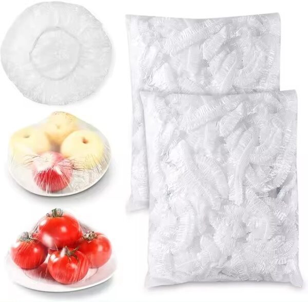 100pcs Disposable Food Cover Plastic Wrap Elastic Lids for Fruit Vegetable Storage Kitchen Preservation Bag