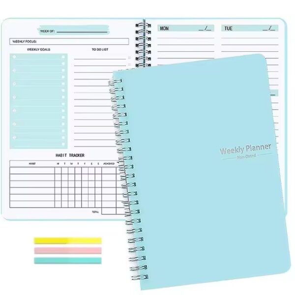 Undated Weekly Planner A5 Weekly Goals Spiral Binding Notebook - Image 8