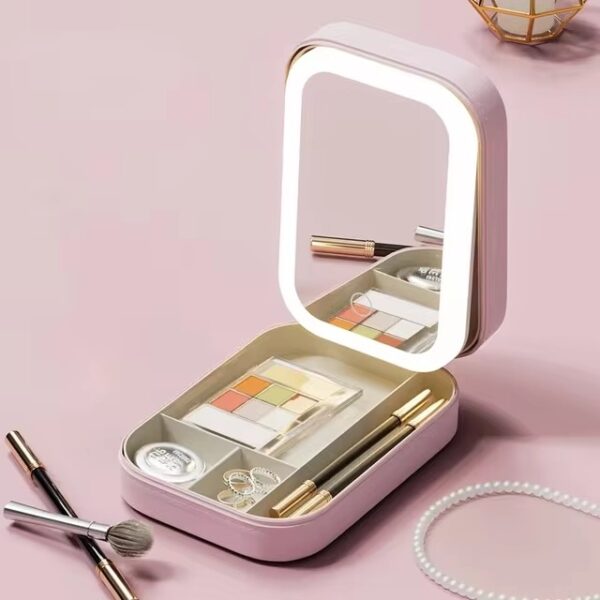 LED Mirror Makeup Storage Box Cosmetics Storage Box Fashion Portable Travel Makeup Bag - Image 8